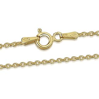 18K Gold Plated on 925 Sterling Silver 1.3 mm Diamond Cut Trace Chain Necklace