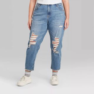Wild Fable + High-Rise Distressed Taper Mom Jeans