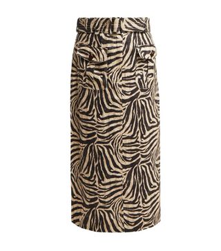 Zimmerman + Corsage Zebra-Print Safari Midi Skirt