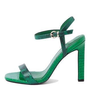 River Island + Green Snake Embossed Barely There Sandals