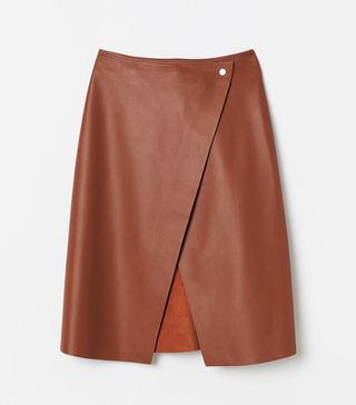 H&M + Leather Wrapover Skirt