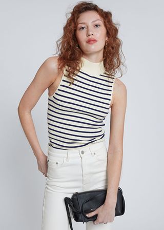 & Other Stories + Sleeveless Mock Neck Ribbed Top