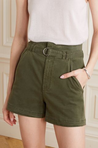 Frame + Belted Tencel Lyocell-Blend Twill Shorts