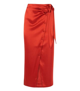 Nanushka + Aries Belted Satin Midi Skirt