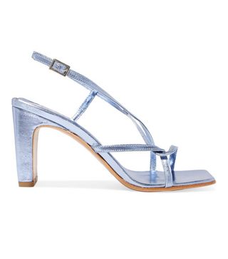 By Far + Carrie Metallic Leather Slingback Sandals