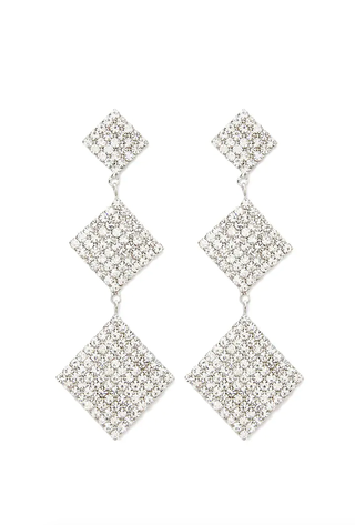 Forever 21 + Tiered Square Rhinestone Drop Earrings