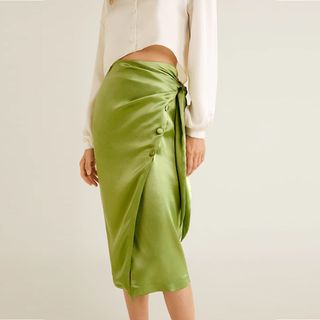 Mango + Bow Satin Skirt