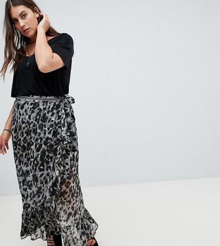 Religion Plus + Wrap Maxi Skirt in Leopard