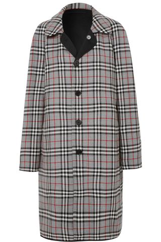 Burberry + Reversible Gabardine and Checked Wool Coat