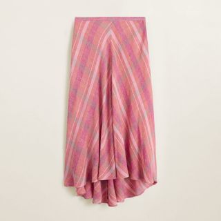 Mango + Checkered Asymmetric Skirt
