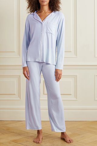 Eberjey + Frida Whipstitched Stretch-Modal Jersey Pajama Set