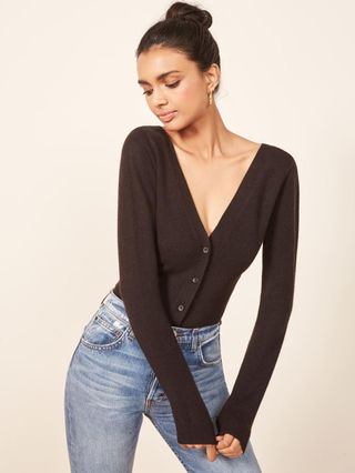 Reformation + Cropped Double V Cardigan
