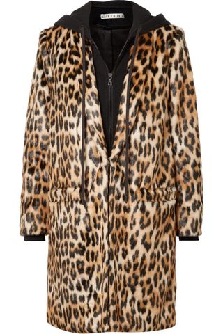 Alice and Olivia + Kylie Leopard-Print Faux Fur and Cotton-Jersey Coat