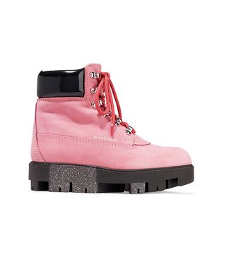 Acne Studios + Telde Patent Leather-Trimmed Suede Snow Boots