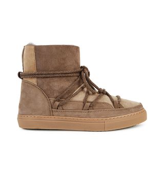 Inuikii + Taupe Shearling-Lined Suede Boots