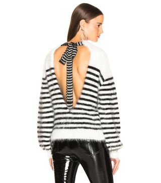 Alanui + Angora Stripe Tie Back Intarsia Sweater