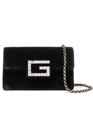 Gucci + Broadway Crystal-embellished Velvet Shoulder Bag