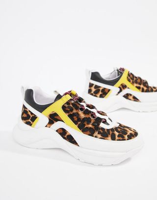 Kurt Geiger London + Leopard Color Contrast Sneakers
