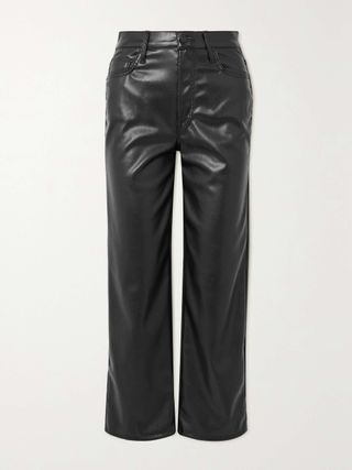 Mother + + Net Sustain the Rambler Cropped Faux Leather Wide-Leg Pants