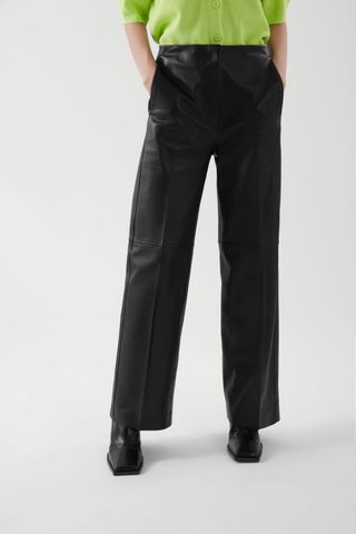 COS + Wide-Leg Leather Trousers