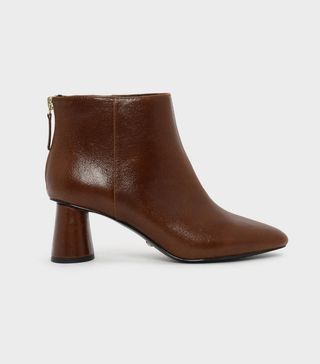 Charles & Keith + Oval Block Heel Leather Boots