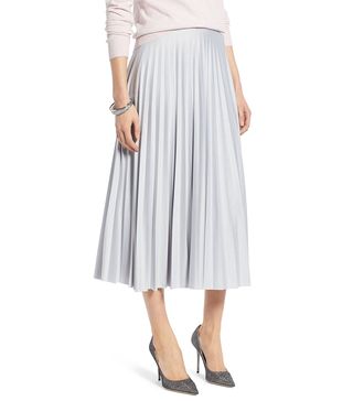 Halogen + Metallic Pleat Midi Skirt