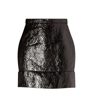 Christian Siriano + Textured Faux Patent Leather Mini Skirt