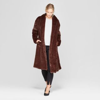 Who What Wear x Target + Faux Mink Robe Coat