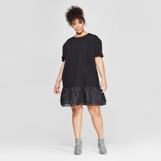 Who What Wear x Target + Short Sleeve Organza Ruffle Midi Dress