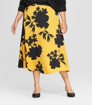 Who What Wear x Target + Floral Print Full Silky Maxi Skirt