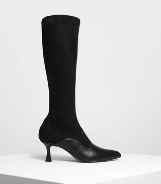 Charles 
Keith + Dual Texture Knee Boots