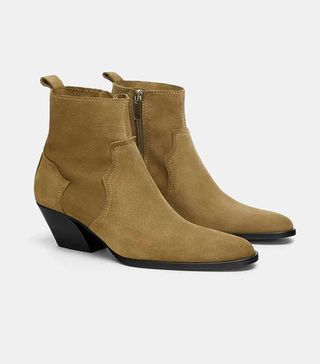 Zara + Split Leather Ankle Boots
