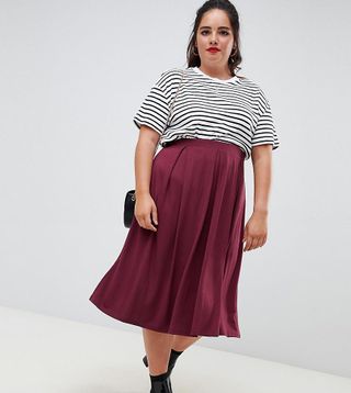 ASOS Curve + Midi Skirt With Box Pleats