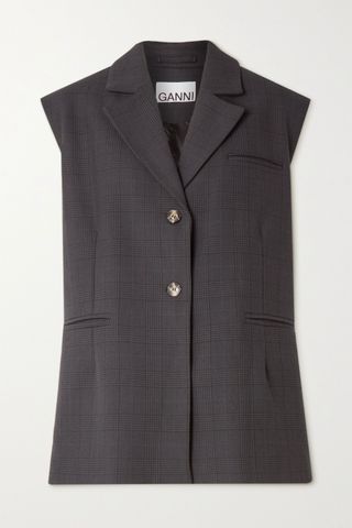 Ganni + Oversized Prince of Wales Checked Woven Vest