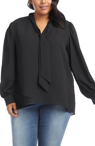 Karen Kane + Tie Neck Crossover Crepe Top