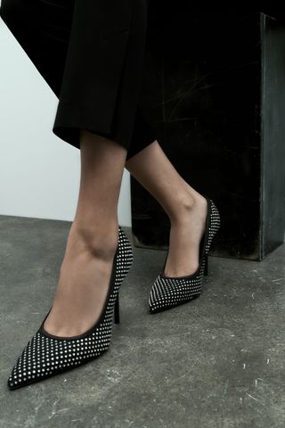 Zara + Heeled Shoes with Rhinestones