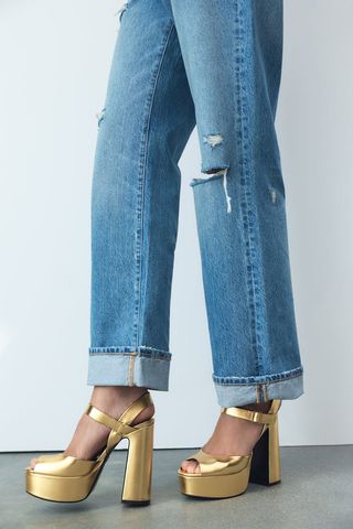 Zara + Metallic Platform Sandals