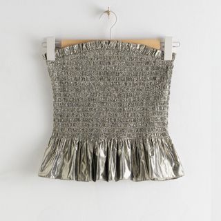 & Other Stories + Strapless Metallic Smocked Top