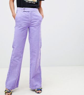 ASOS Design + Retro Full Length Flare Jeans in Lilac Cord