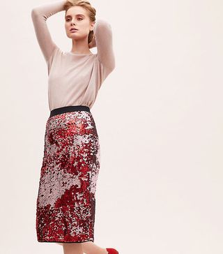 Anthropologie + Essentiel Sequin-Embellished Pencil Skirt