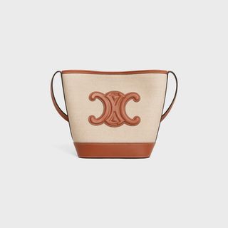 Celine + Small Bucket Cuir Triomphe in Textile and Calfskin