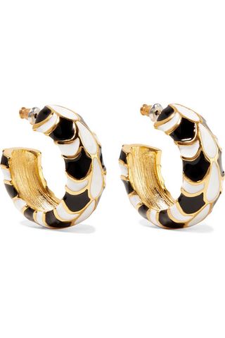 Kenneth Jay Lane + Gold-Plated and Enamel Earrings