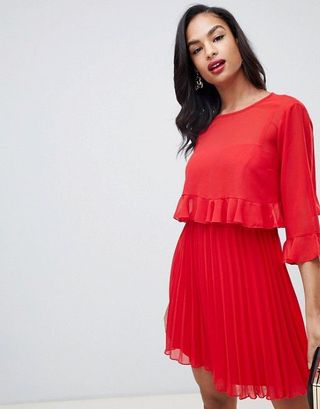 ASOS Design + Double Layer Pleated Mini Dress