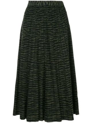 Proenza Schouler + Tiger Jacquard Knit Pleated Skirt