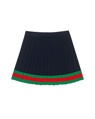 Gucci + Pleated Merino Wool Web-Hem Skirt