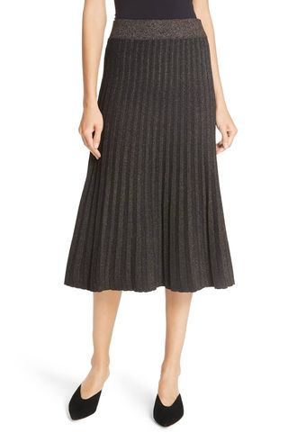 A.L.C. + Neal Metallic Pleated Midi Skirt