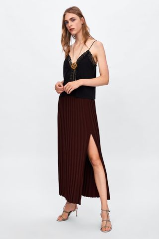 Zara + Ribbed Skirt with Vent