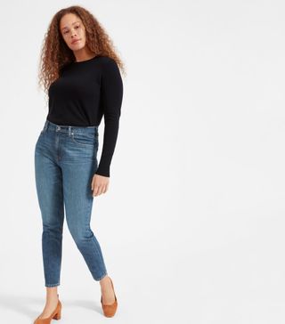 Everlane + High-Rise Skinny Jean by Everlane in Mid Blue