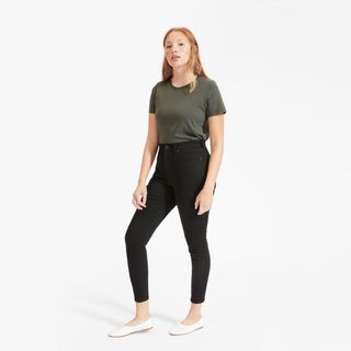 Everlane + Authentic Stretch High-Rise Skinny Ankle Jeans in Black
