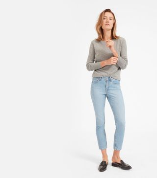 Everlane + Mid-Rise Skinny Ankle Jeans in Light Blue Wash
